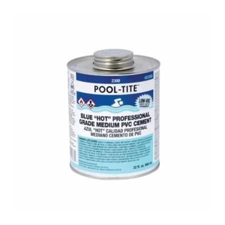 United Elchem POOLTITE 2356S MEDIUM HOT LOW VOC PVC CEMENT, 8 OZ, TRANSLUCENT LIQUID, BLUE 2356S